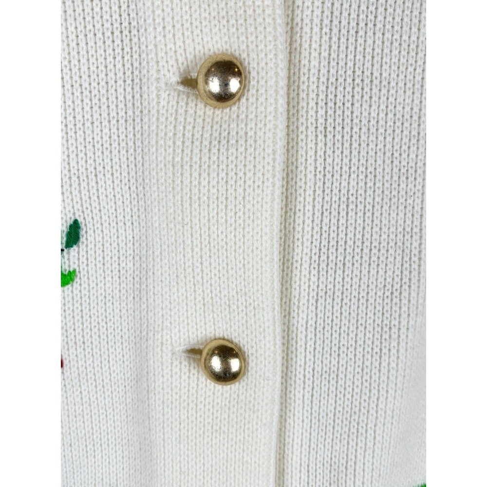Women's 80s VTG Andreno Argenti Size L Cardigan Off White Golf Cardigan Novelty - Picture 5 of 7